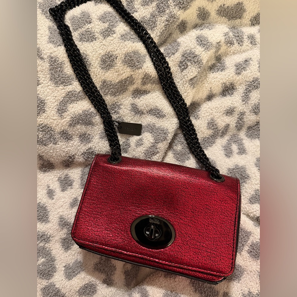 Red COACH Metallic Red Crossbody Bag